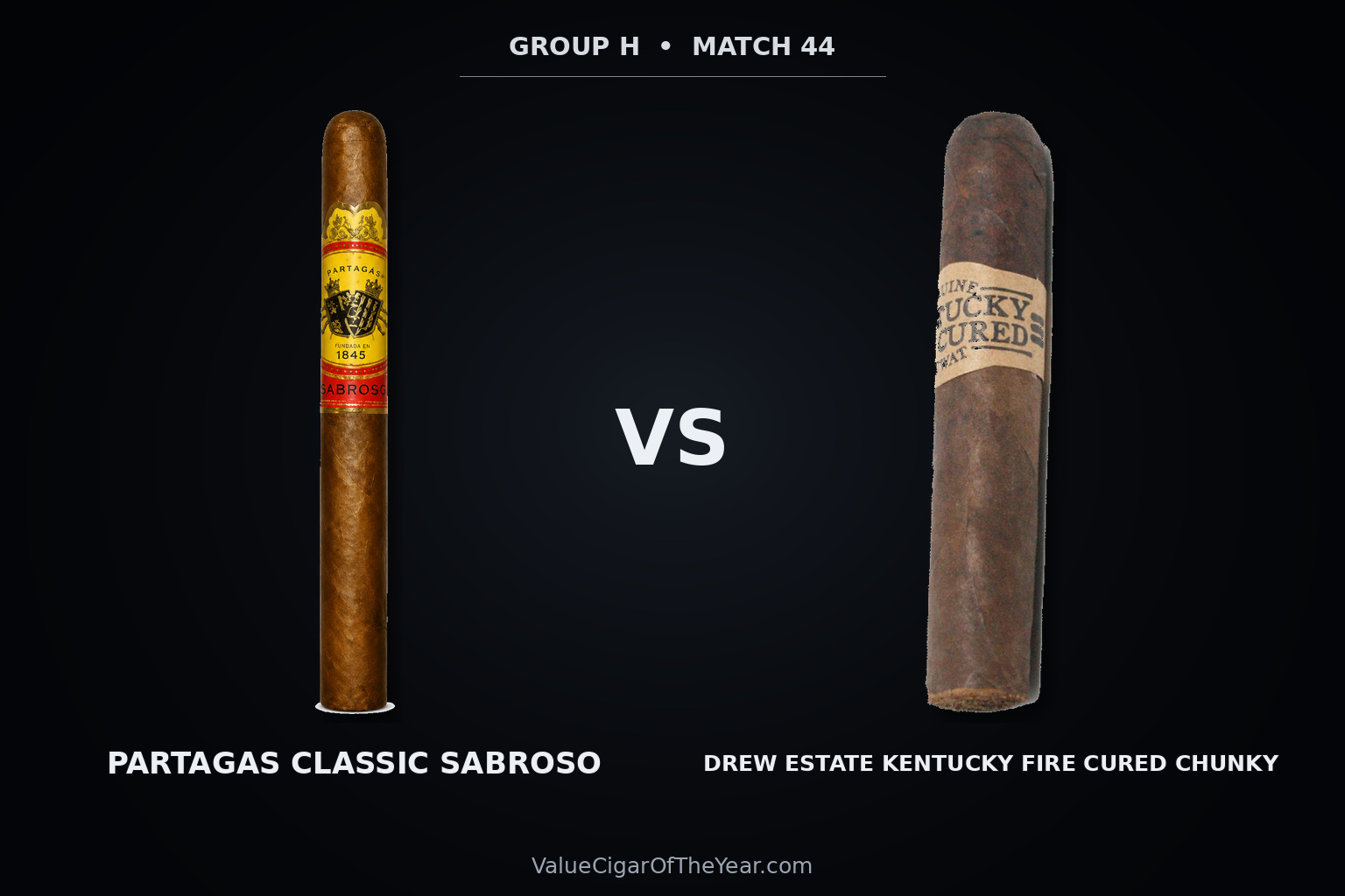 Match M44 recap — Partagas Sabroso vs. Kentucky Fire Cured: Cameroon Refinement Edges Smoke
